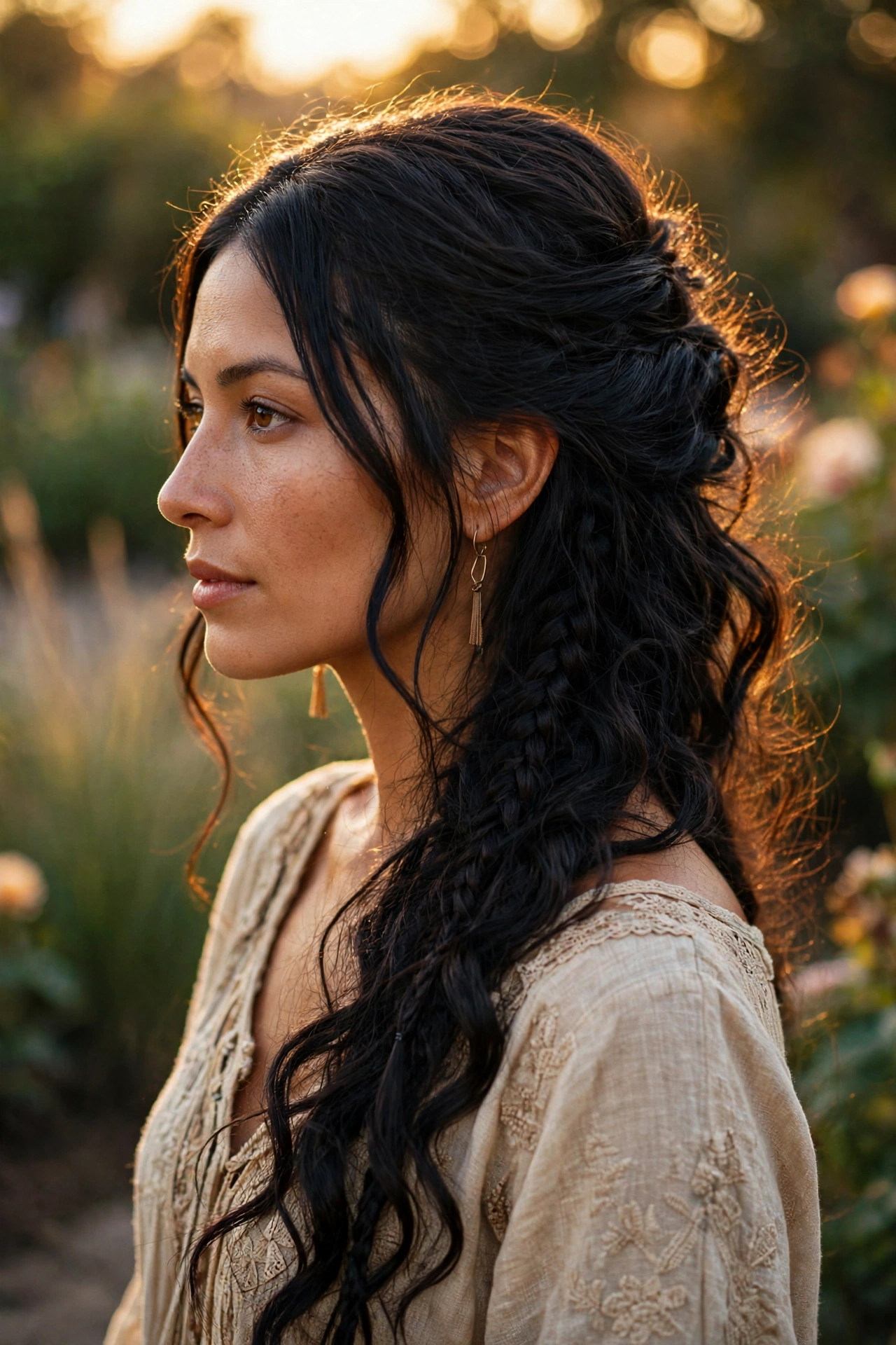 Side-Swept Boho Braids