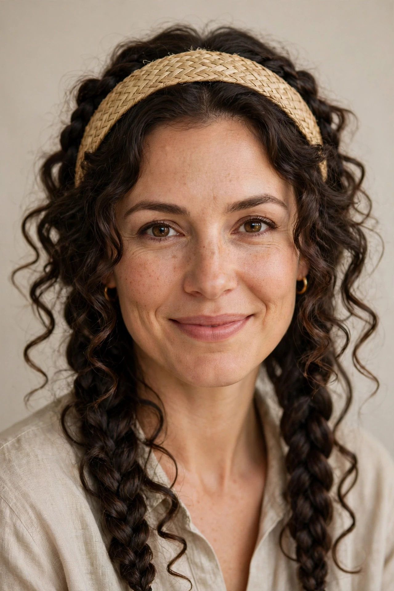 Boho braids worn with a soft fabric headband