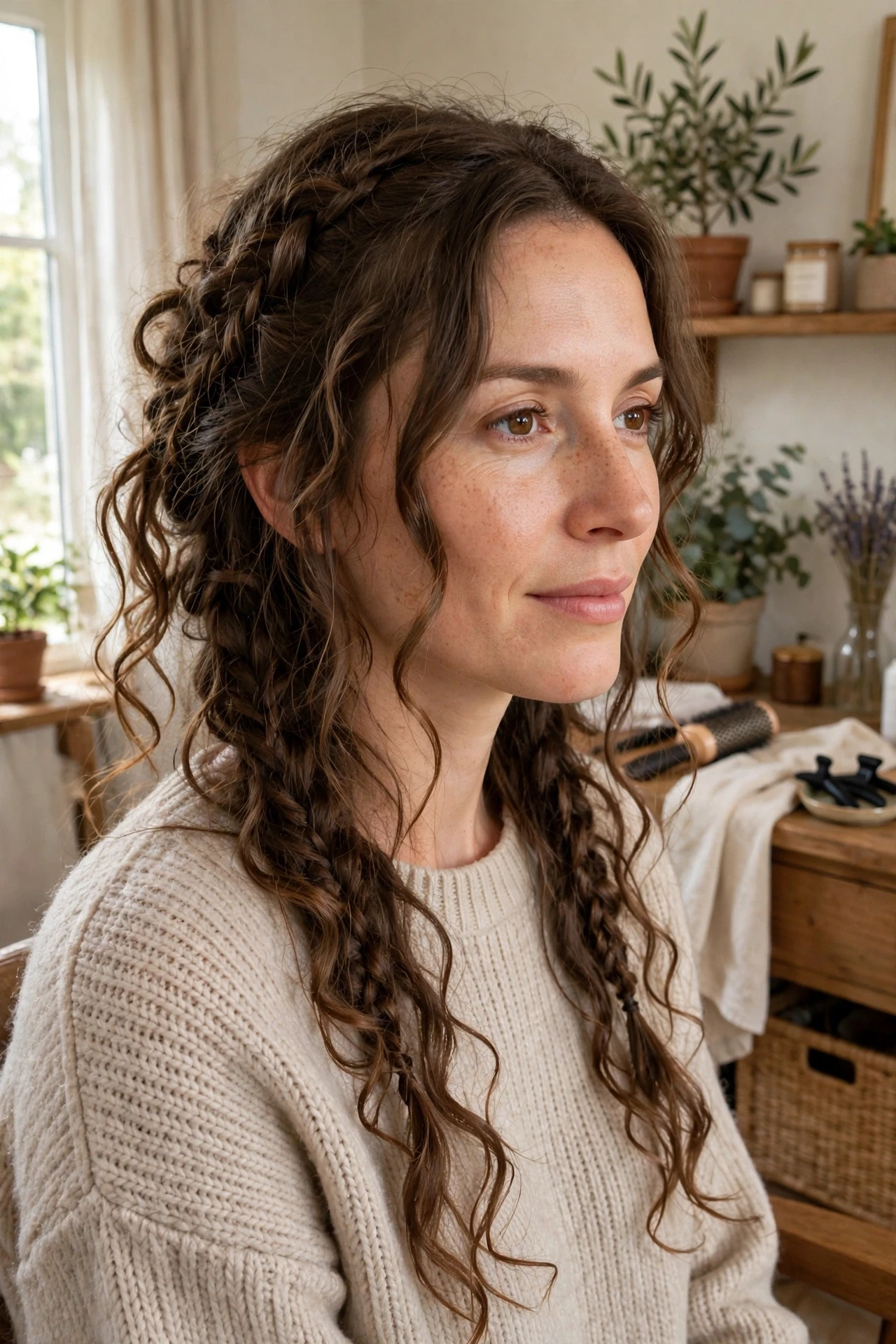 Everyday casual look with boho braids worn loose