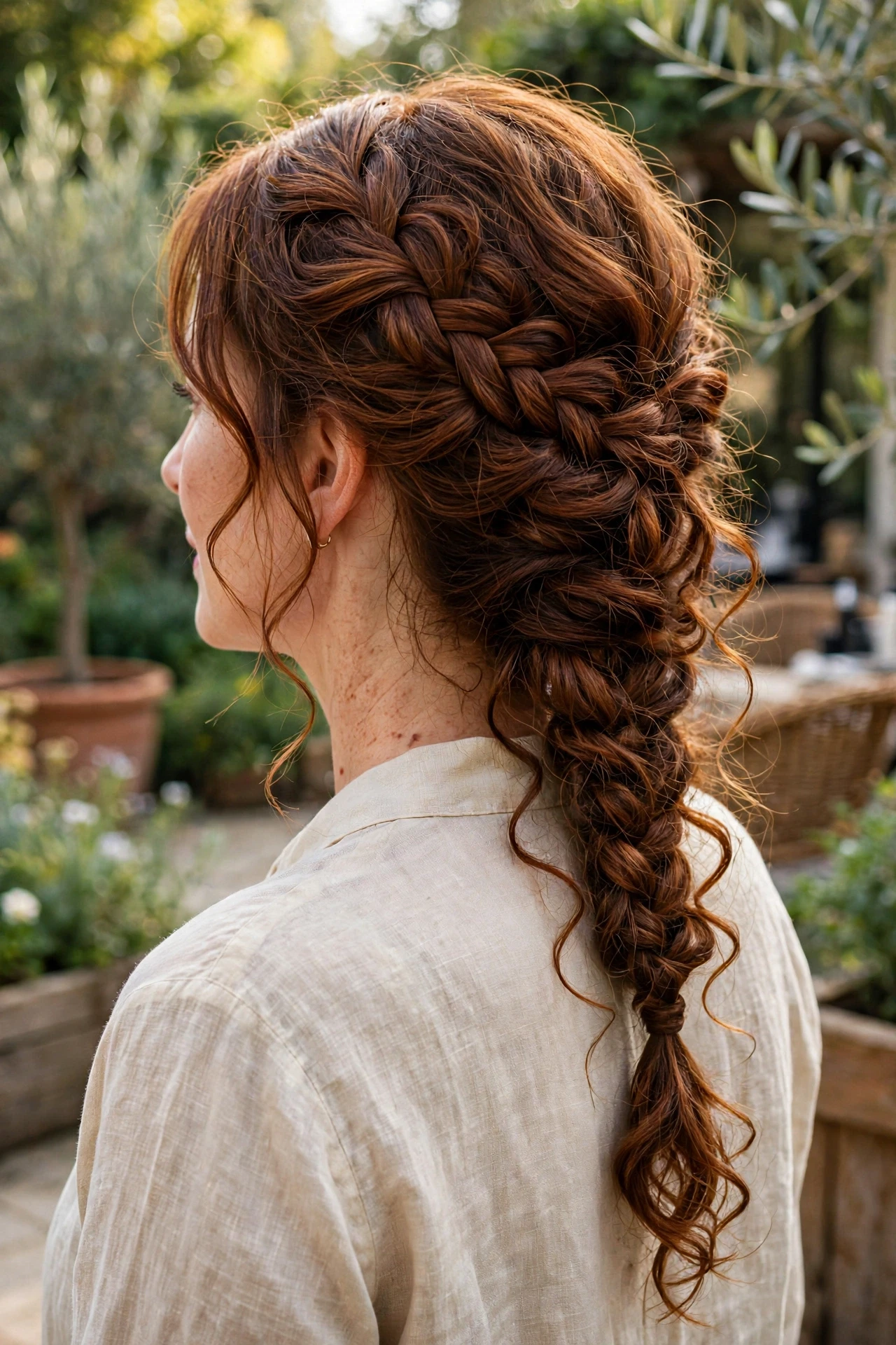 Fishtail braid detail woven through boho braids