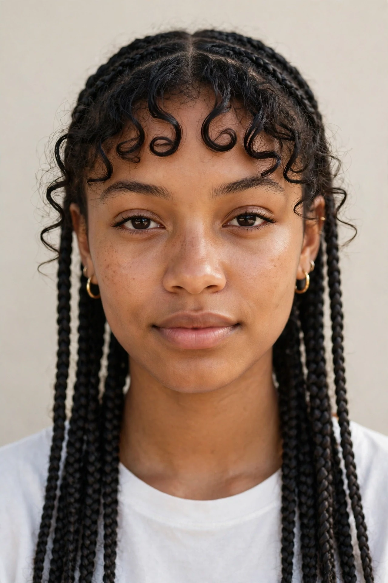 Knotless boho braids with face framing bangs