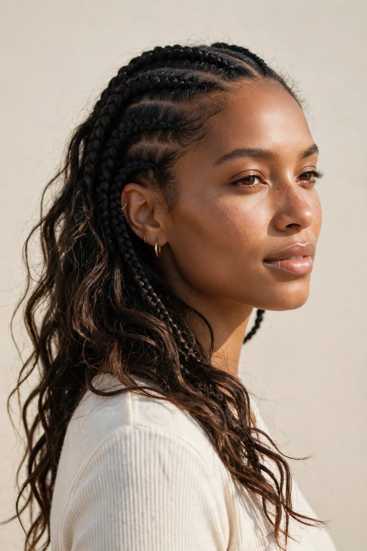 Wavy knotless boho braids