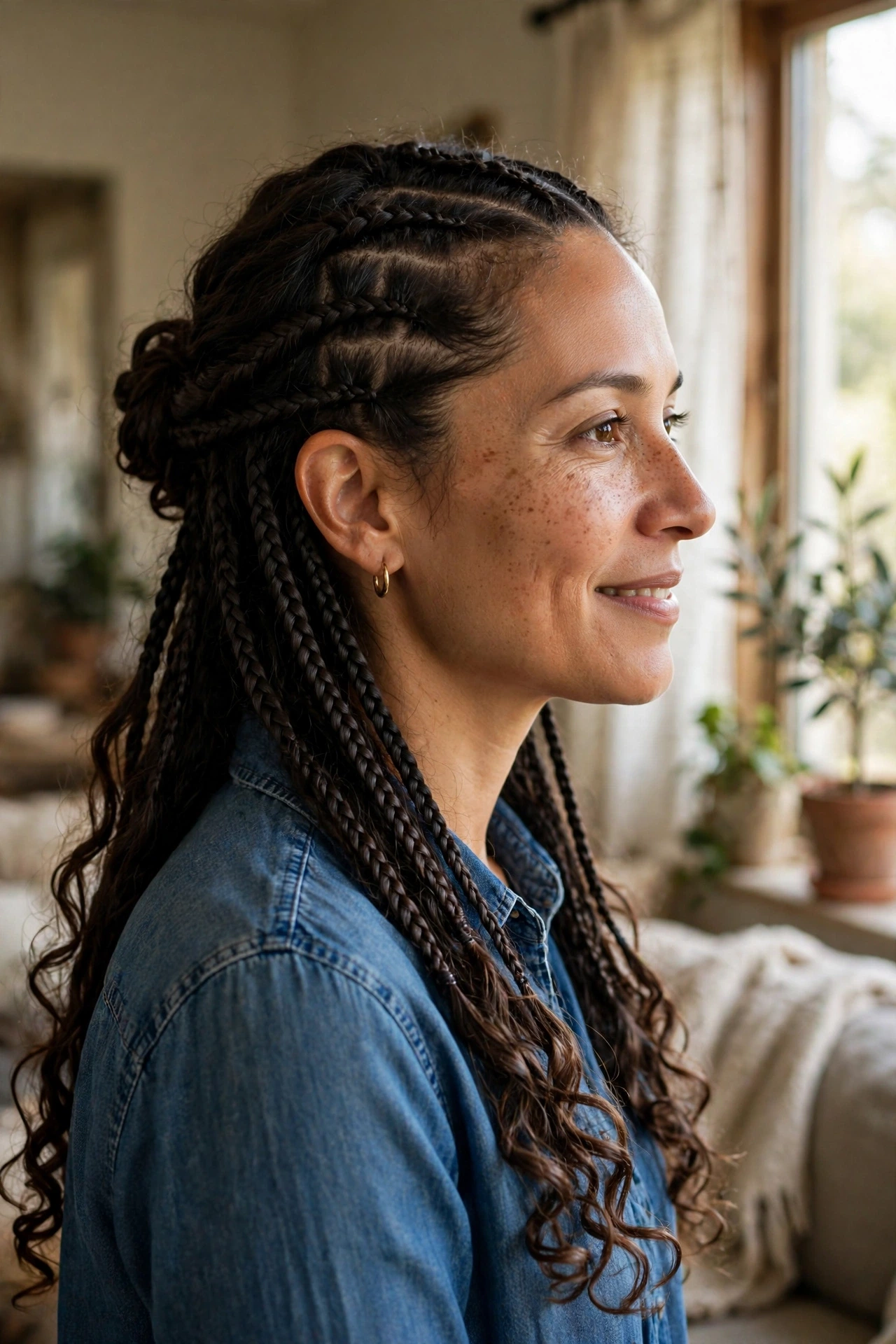 Half-up knotless boho braids