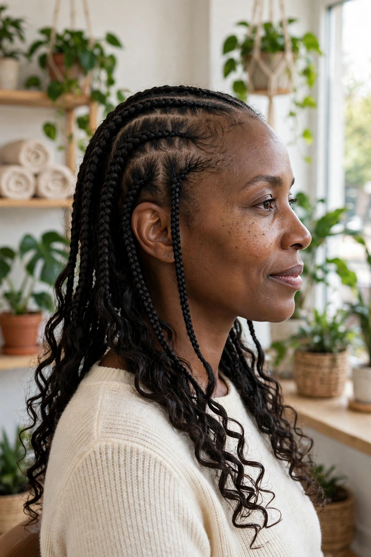 Knotless boho braids for a sensitive scalp