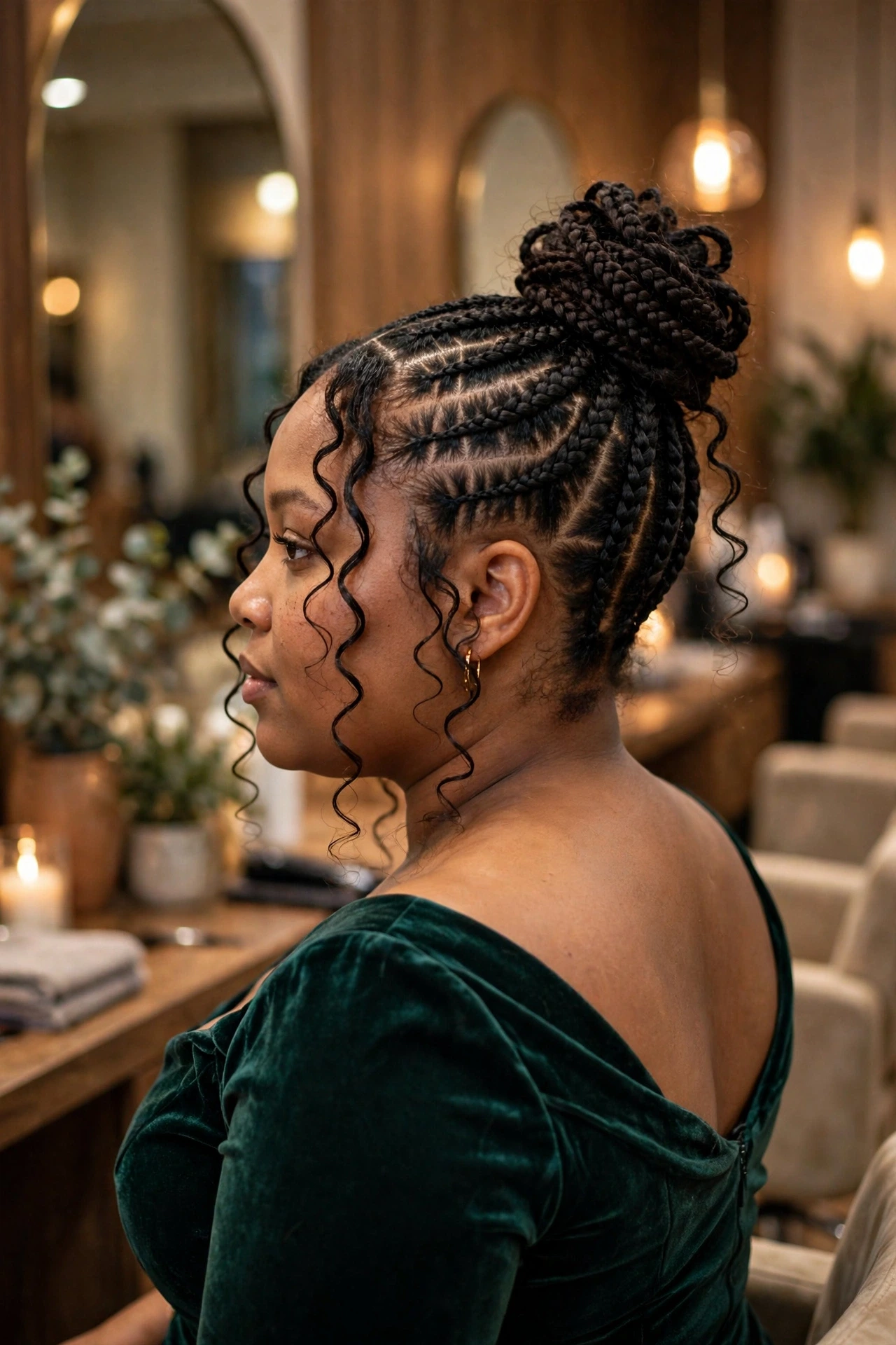 Knotless boho braids updo