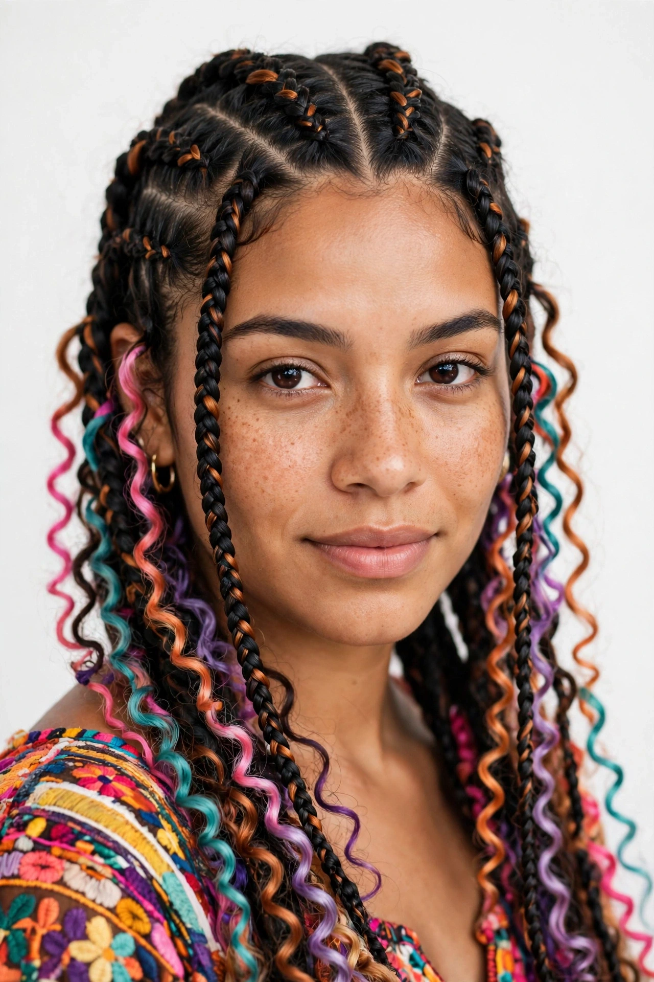 Knotless boho braids with color