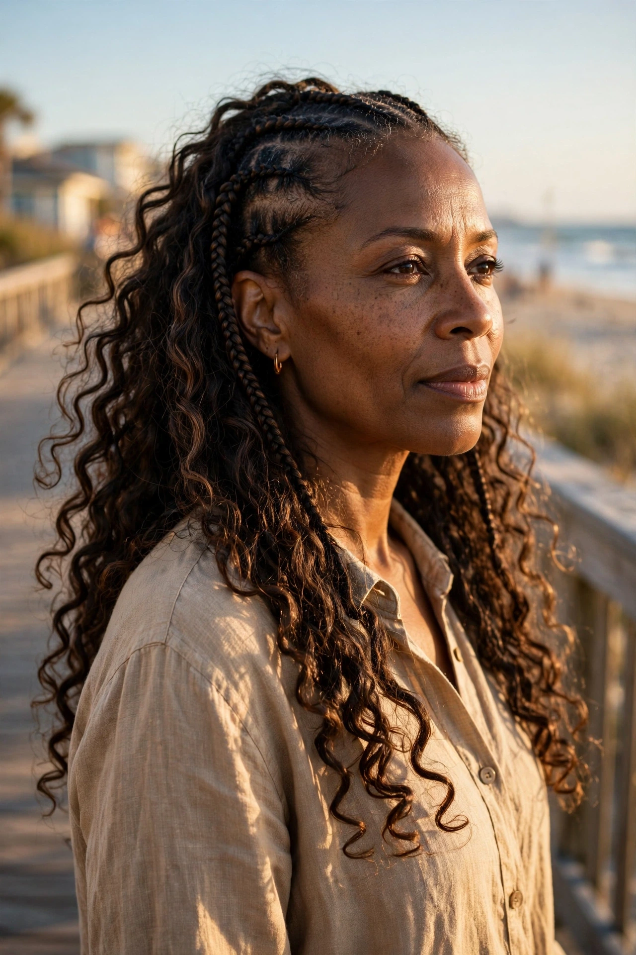 Boho knotless braids with curls