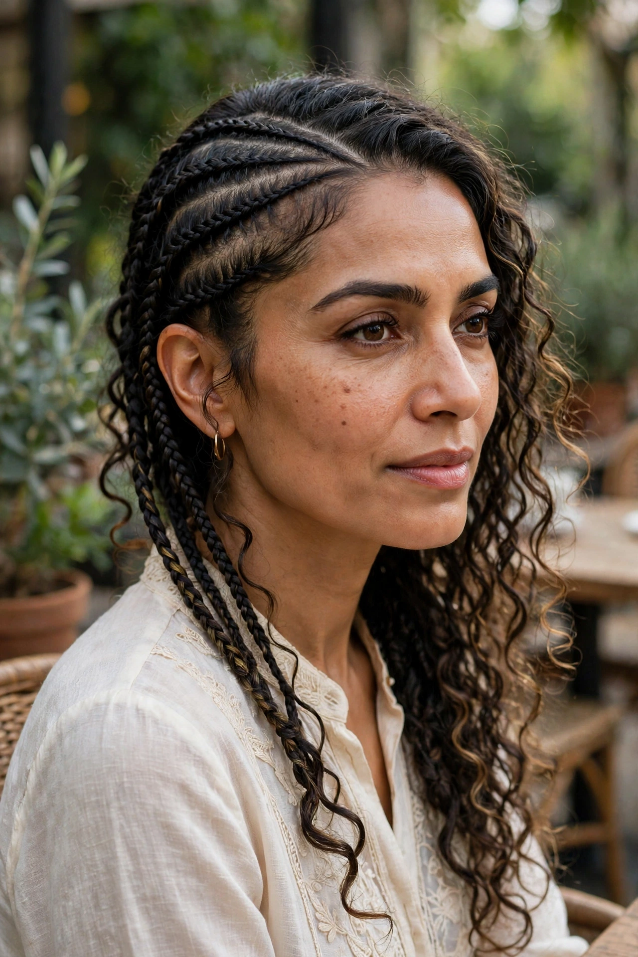 Side-part knotless boho braids