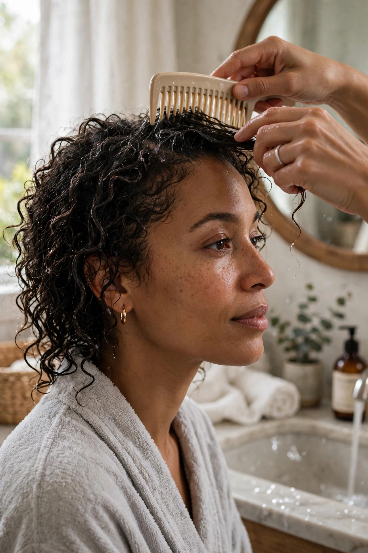 Prepping clean hair before you learn how to do boho braids