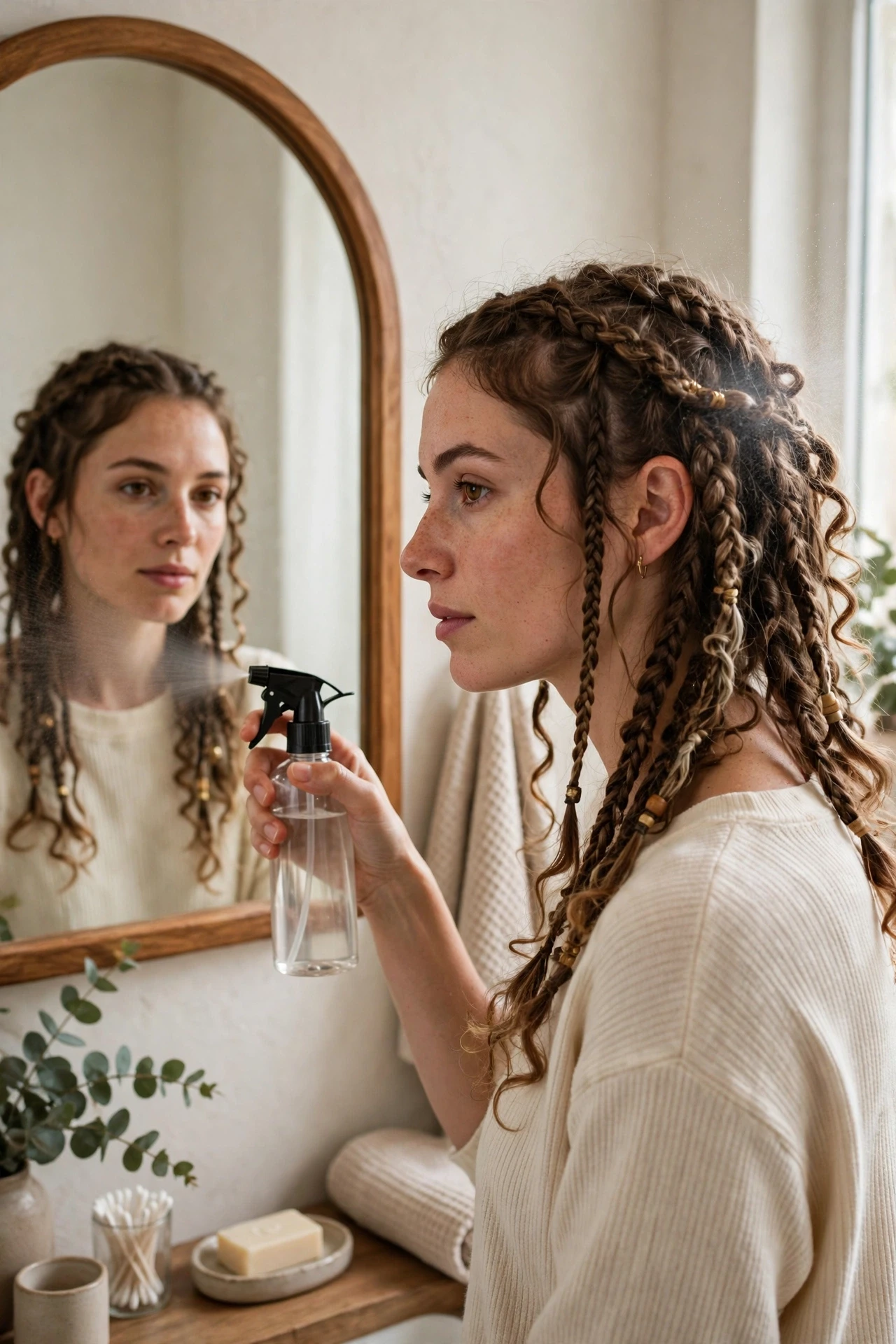 Refreshing boho braids after a week of wear