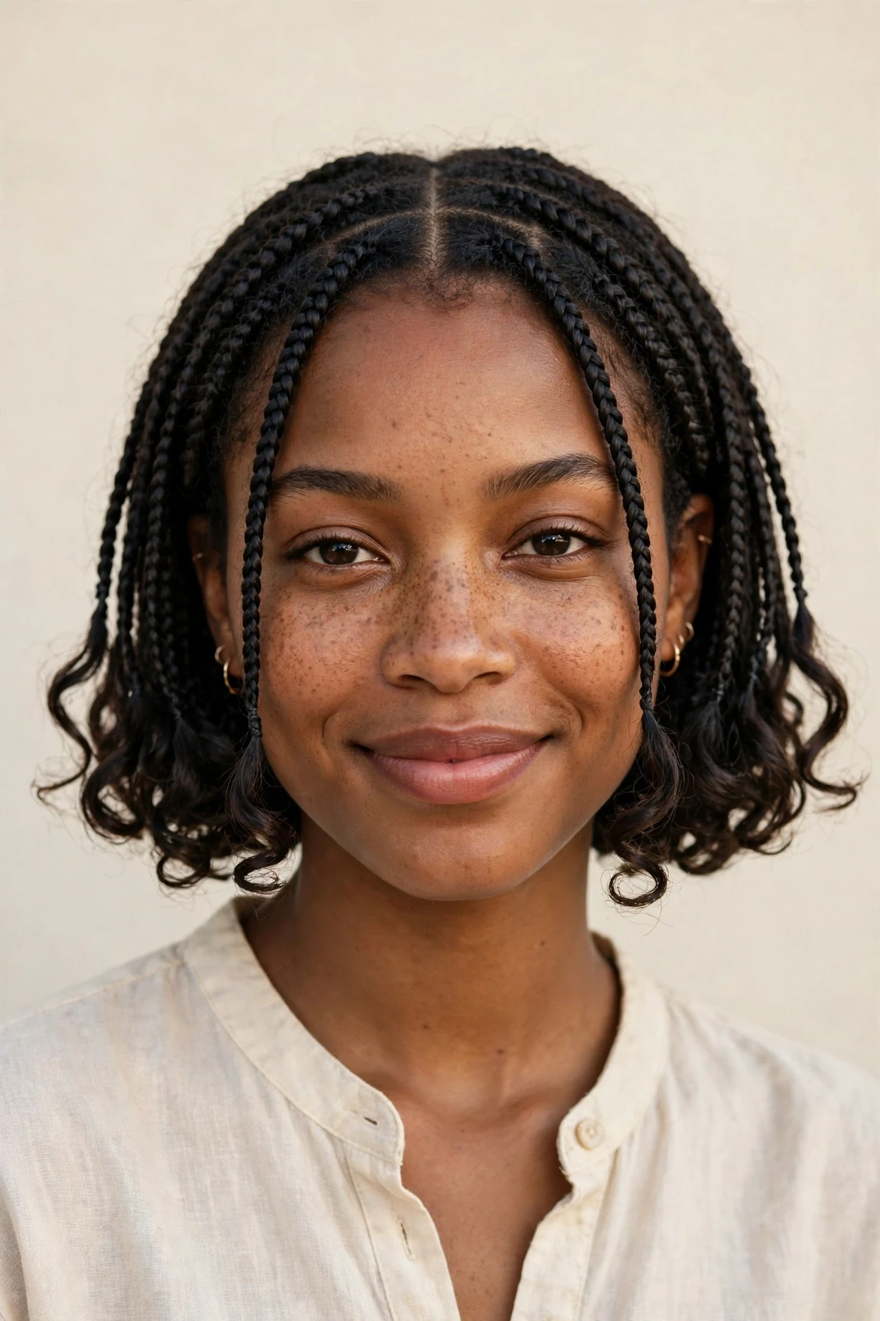 Classic short boho knotless bob