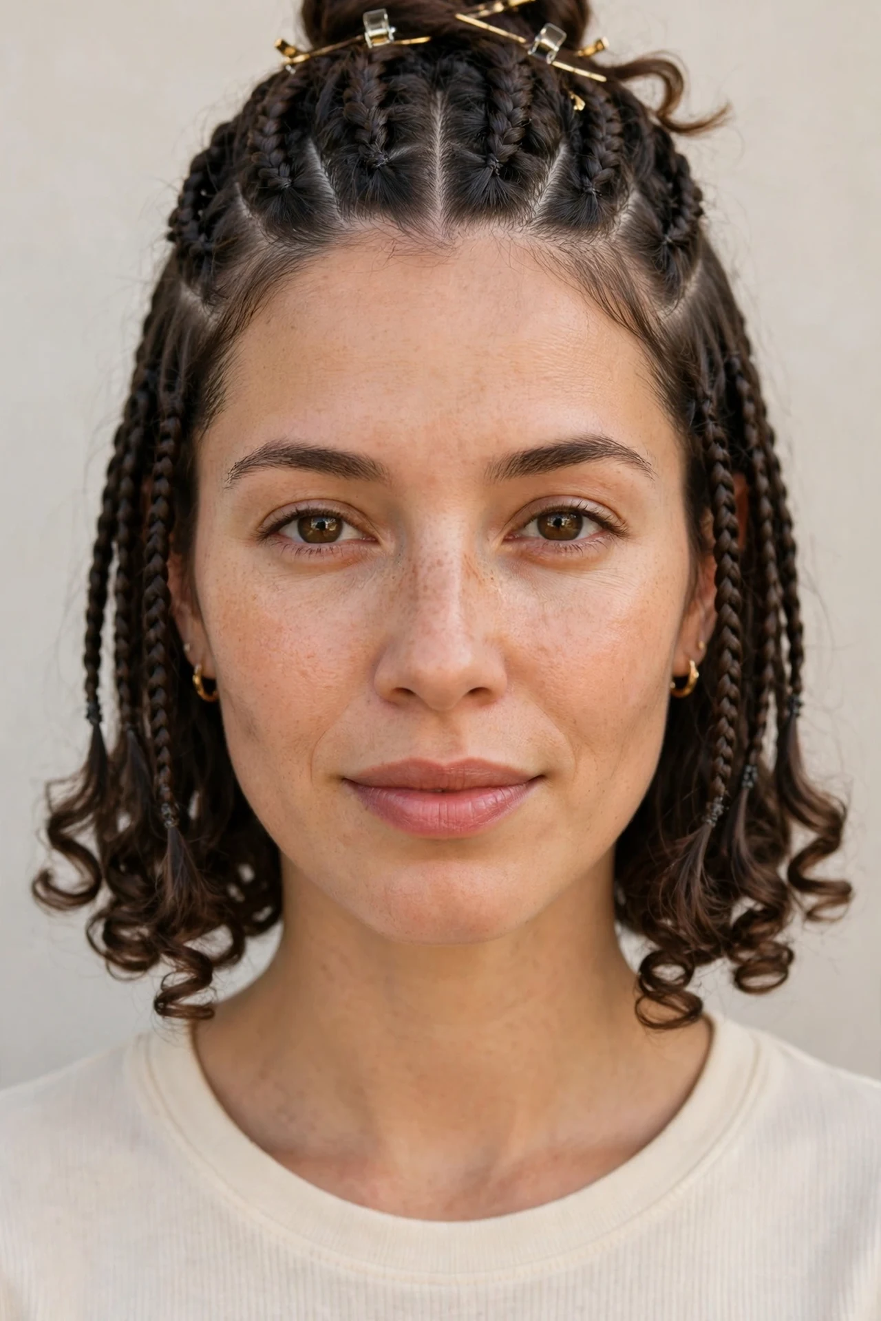 Half up short boho knotless bob