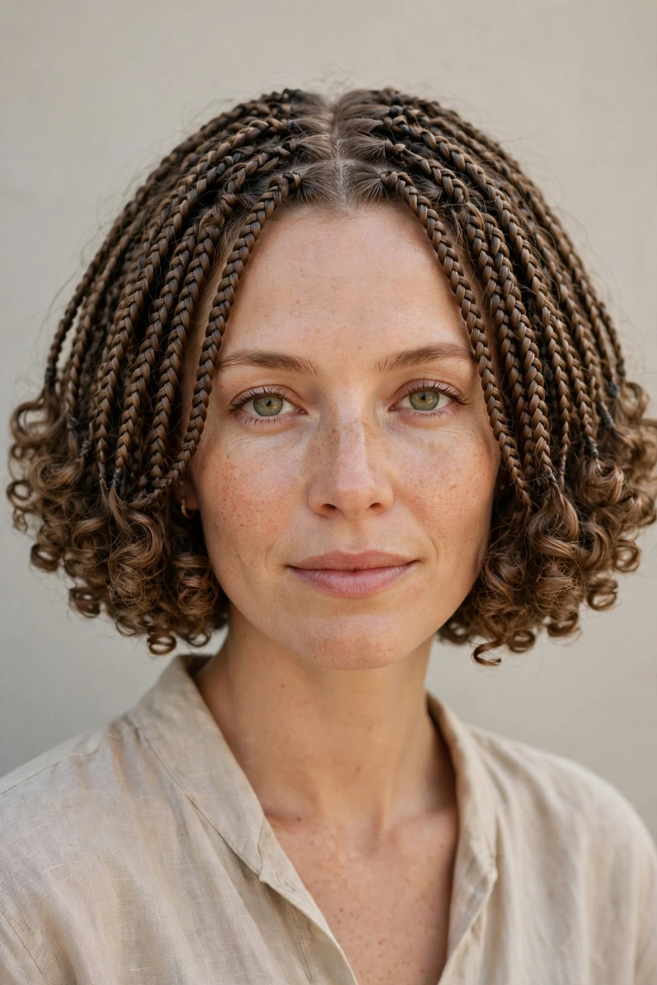 Short boho knotless bob for thin hair