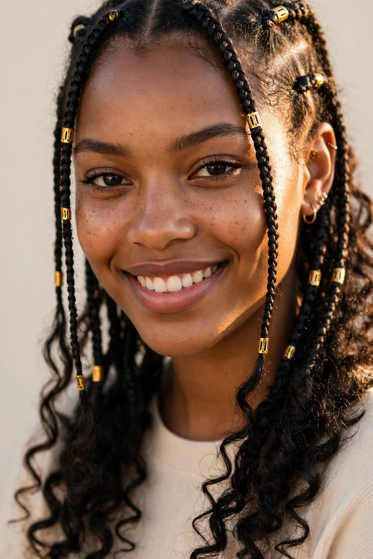 Small Boho Knotless Braids with Cuffs