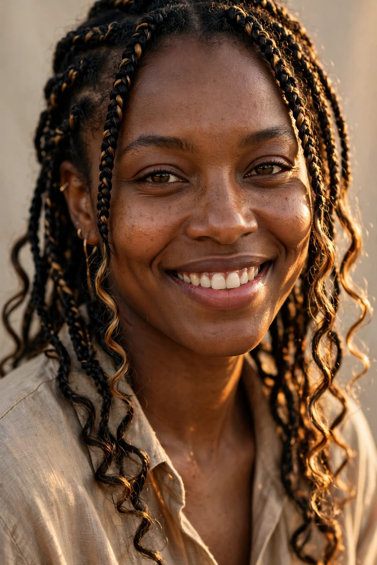 Small Boho Knotless Braids with Highlights