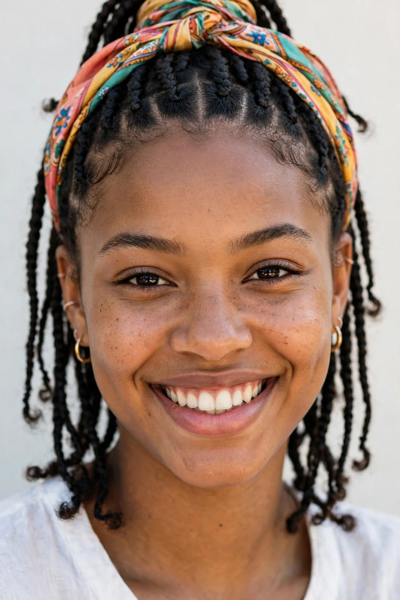 Small Boho Knotless Braids with Scarf